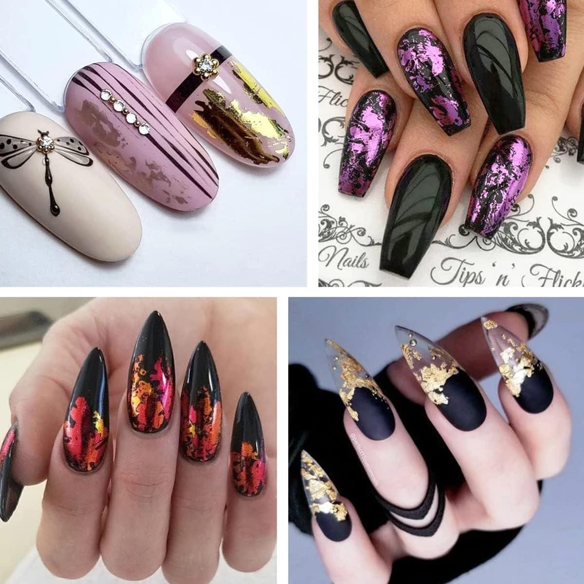 طراحی ناخن با فویل متالیک ریز 2025