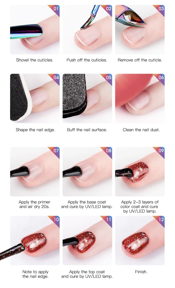 مراحل زدن لاک ژل زوی ناخن طبیعی